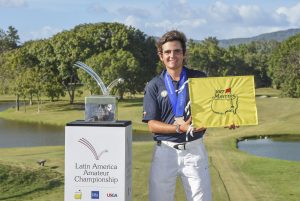 Panama City, Panama:Tomas Gana of Chile winner of the 2017 Latin America Amateur Championship at the Club de Golf de Panama during Round Four on January 15th . (Photo by Enrique Berardi/LAAC)